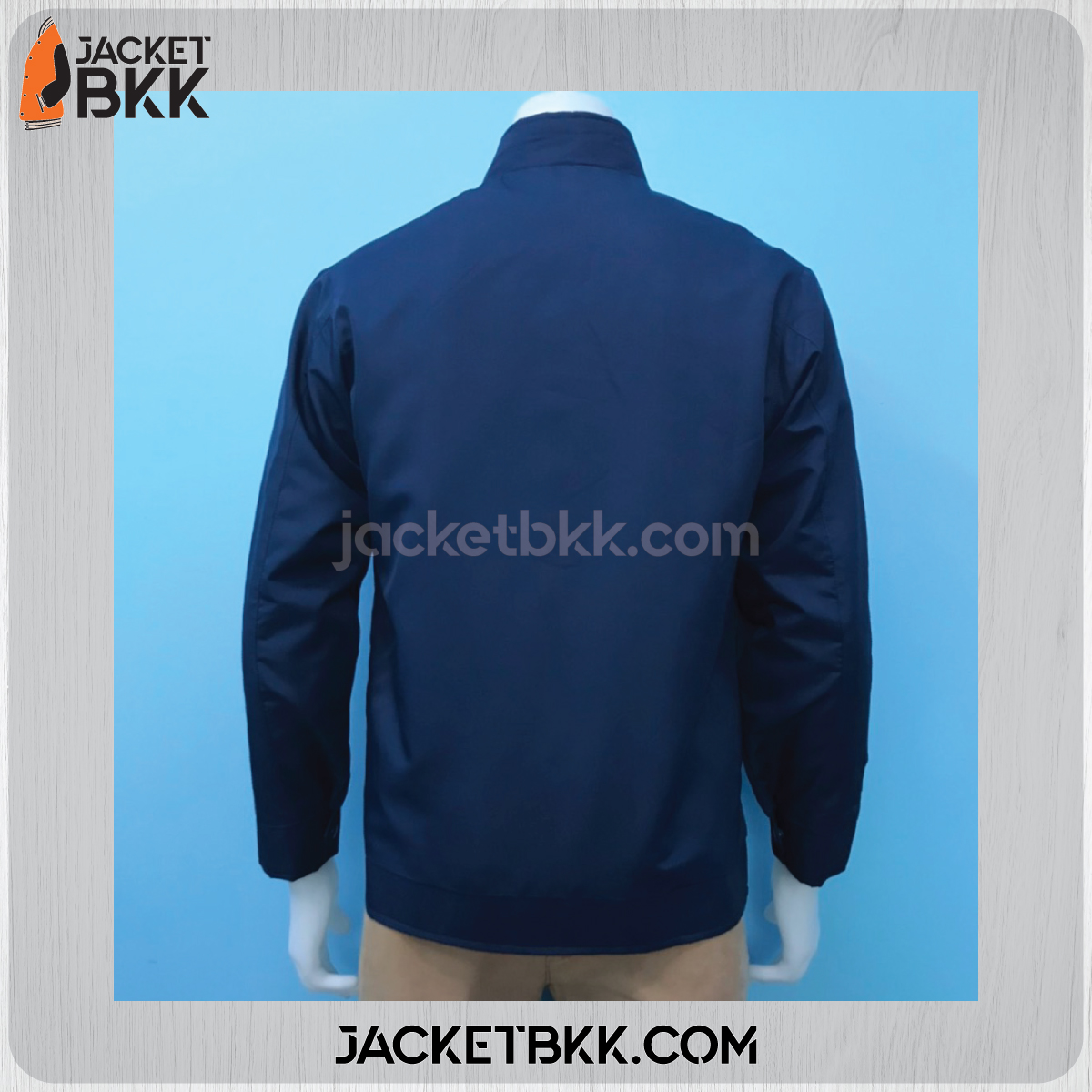 JKM-04 เสื้อแจ็คเก็ต ผ้าไมโคร แบบคอตั้ง สีกรมท่า
