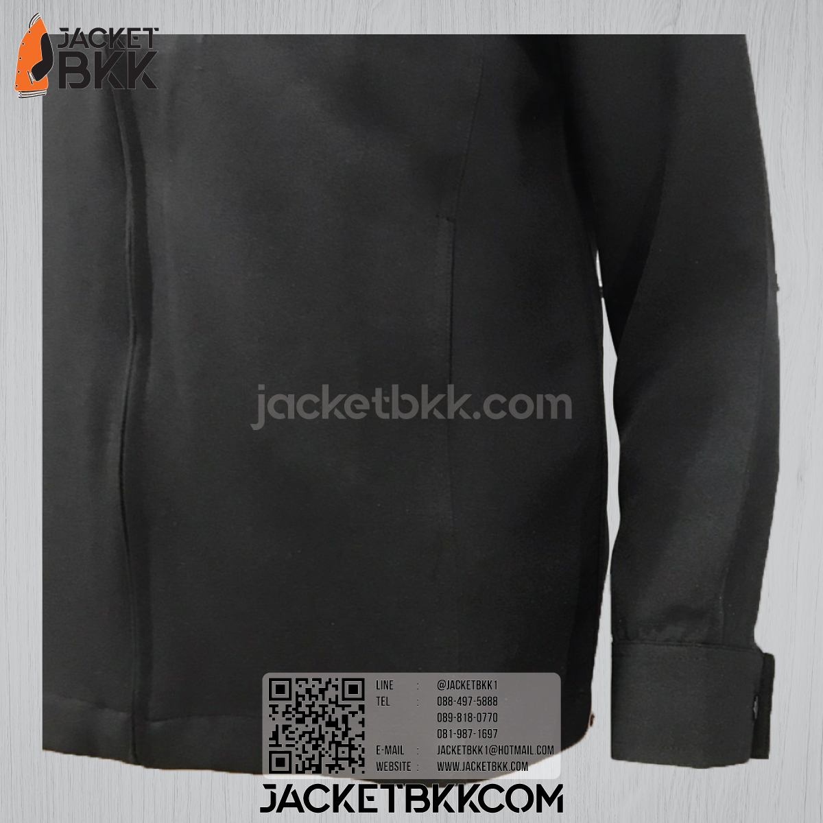 เสื้อแจ็คเก็ต ทรงกึ่งสูท แบบคอปกหรือคอเชิ้ต สีดำ