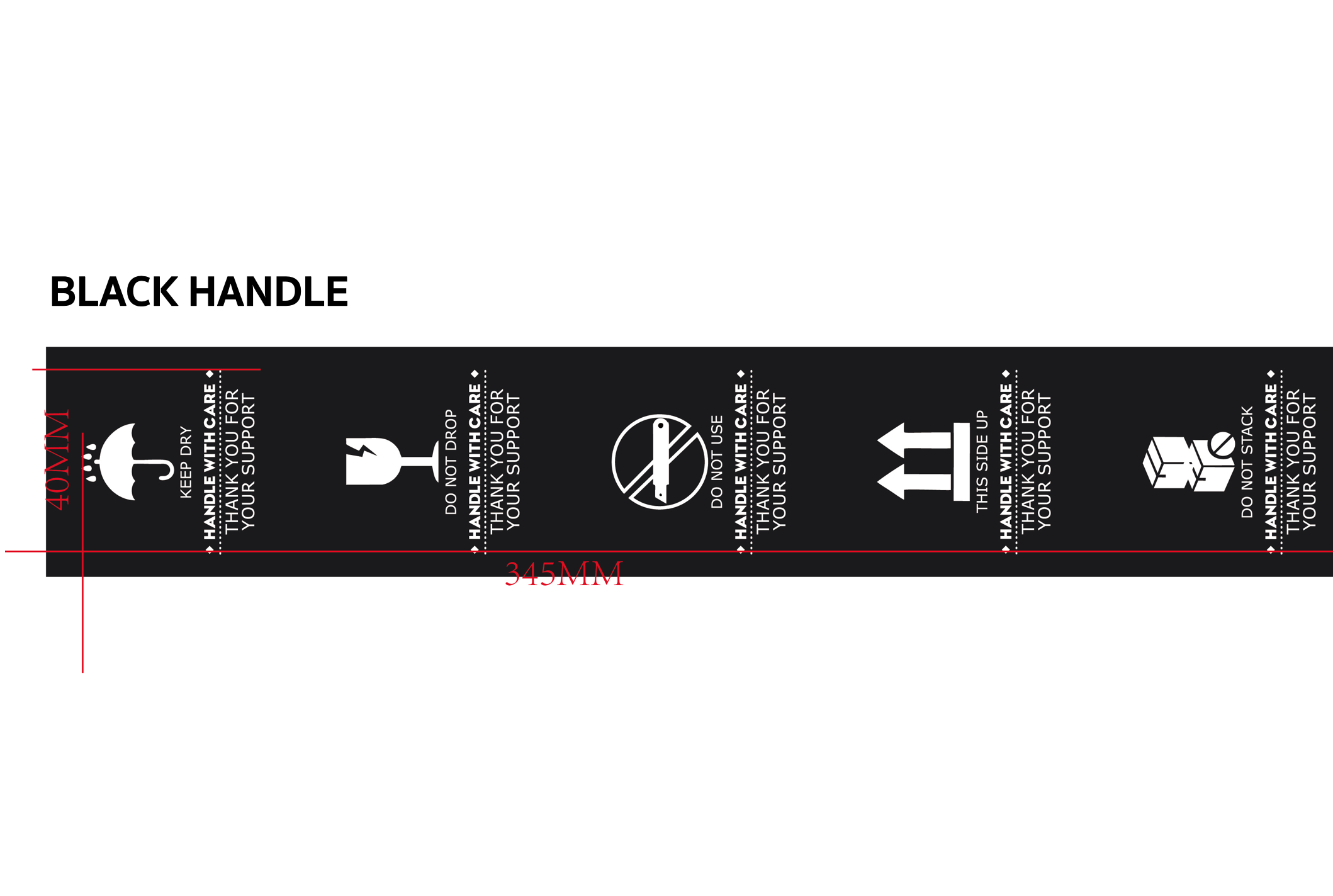 (Black handle) เทปพิมพ์ลาย เทประวังแตก tape fragile