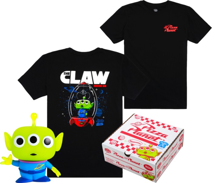 Funko Pop! Tee Box Set : Toy Story - Alien with Pizza Planet Tee Translucent Glitter Pop!