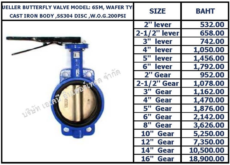 MUELLER BUTTERFLY VALVE MODEL: 65M , WAFER TYPE - Akbintertrade