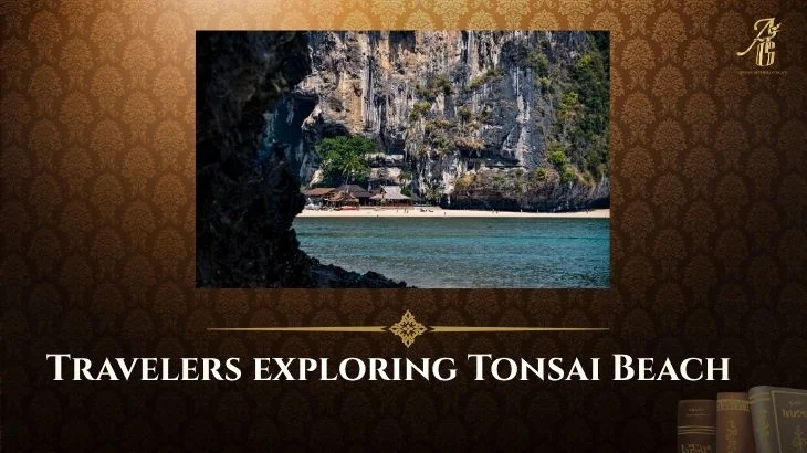 Travelers exploring Tonsai Beach during their first day on Phi Phi Island