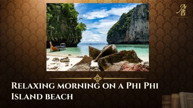 Relaxing morning on a Phi Phi Island beach before departure