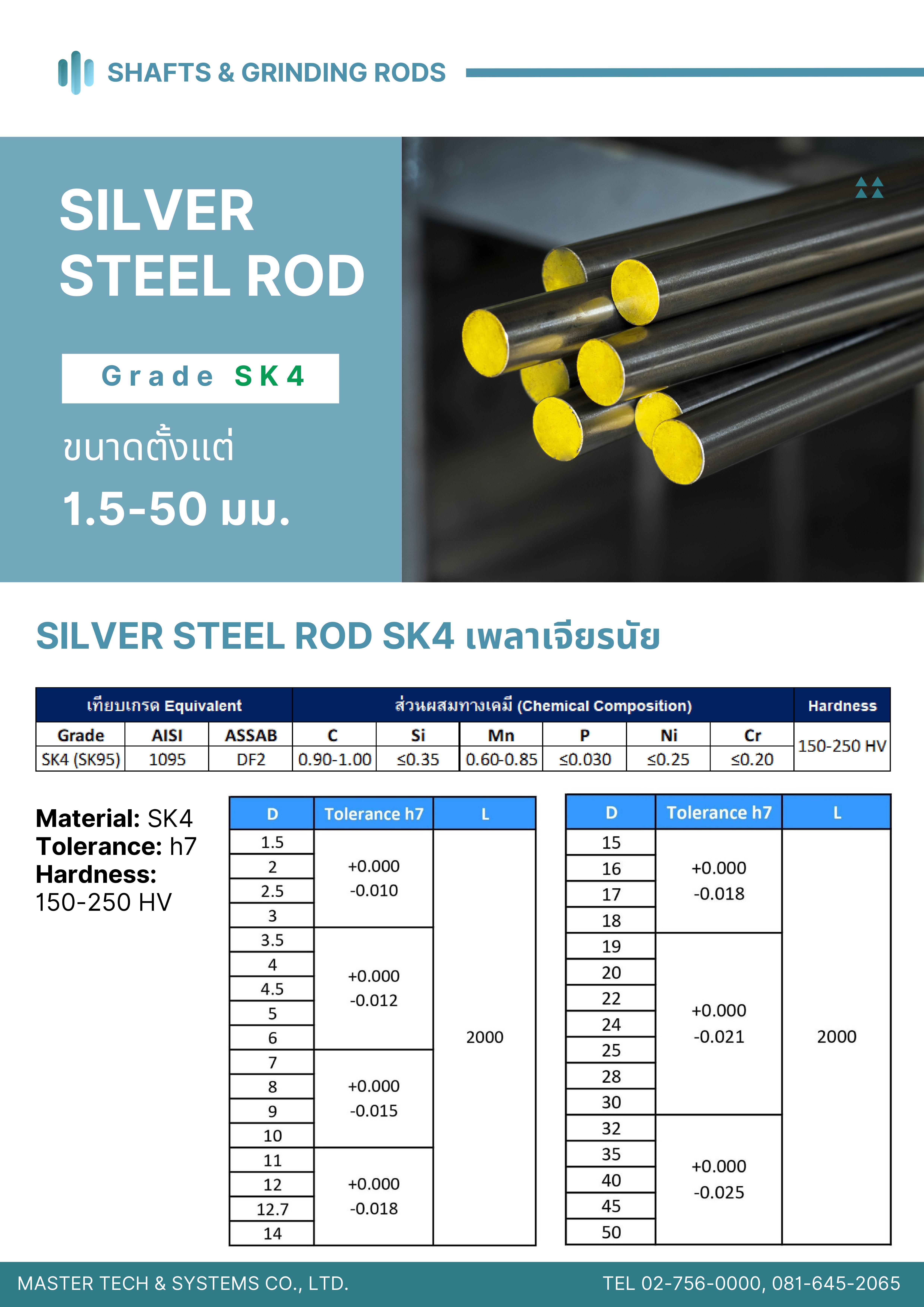 Sk Rod Silver steel rod SK4 เพลาเจียรผิว - mastertechandsystems