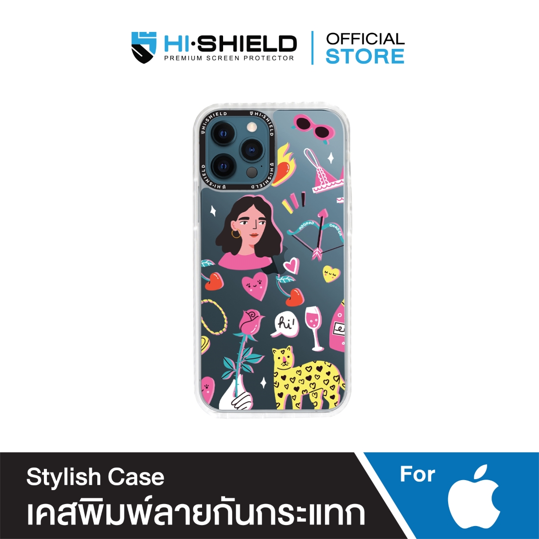 HI-SHIELD Stylish เคสใสกันกระแทก iPhone รุ่น Pink Girl [เคส iPhone12][เคส iPhone 13]
