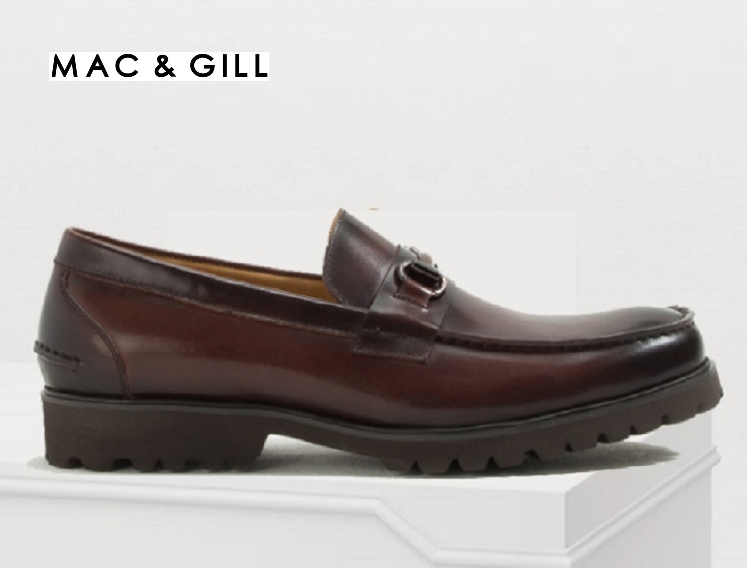 รองเท้าผู้ชายหนังแท้สวมใส่ทางการคลาสสิก Premium Original Leather MAC&GILL Brown Buckle