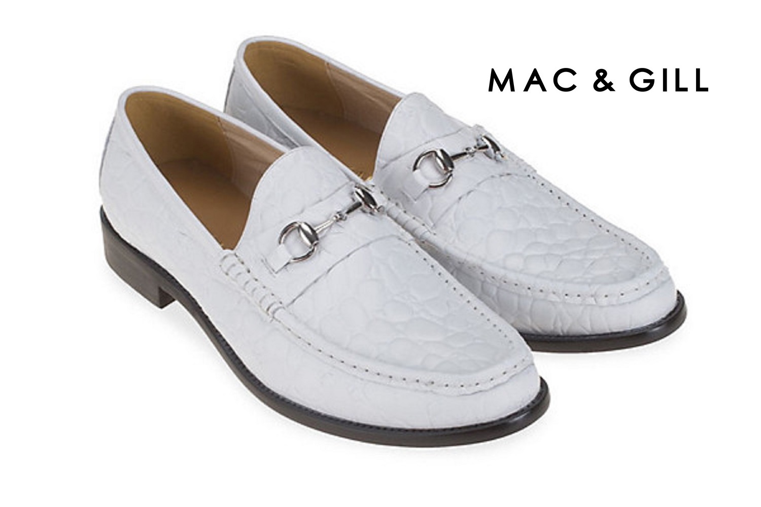 รองเท้าผู้ชายหนังแท้โลฟเฟอร์แบบ Horsebit White Leather Loafer MAC&GILL