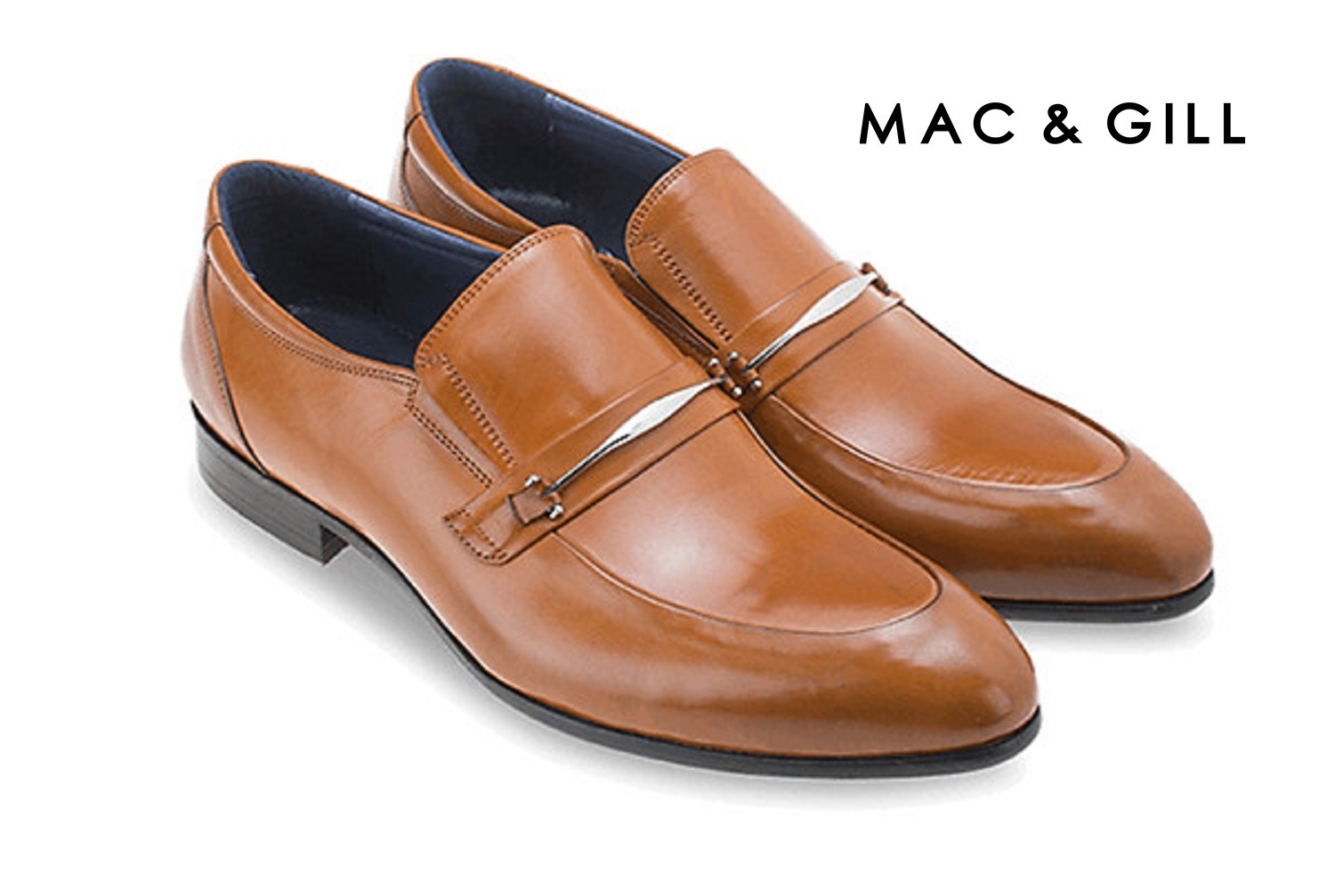 รองเท้าหนังแท้แบบโลฟเฟอร์ Brown Leather Split Toe Loafers MAC&GILL