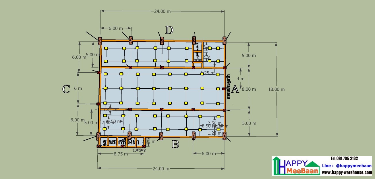 แจกแบบ 3D แจกแบบโกดัง แบบโรงงานพร้อมออฟฟิศและบ้านพักอาศัย