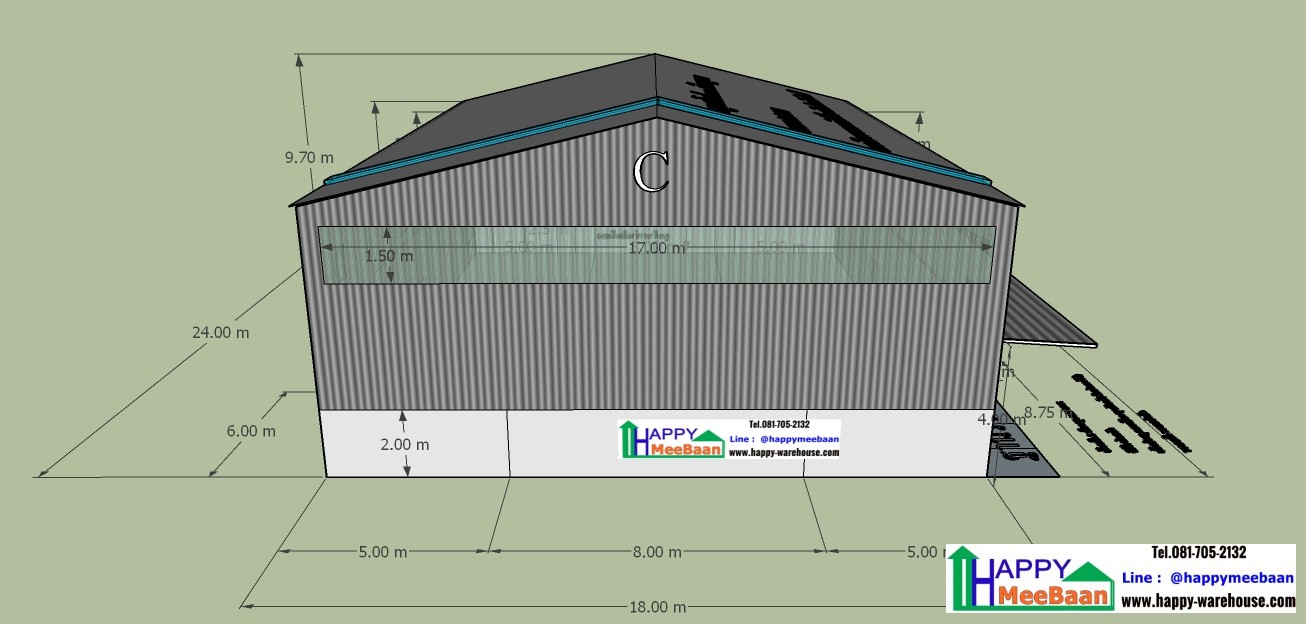 แจกแบบ 3D แจกแบบโกดัง แบบโรงงานพร้อมออฟฟิศและบ้านพักอาศัย