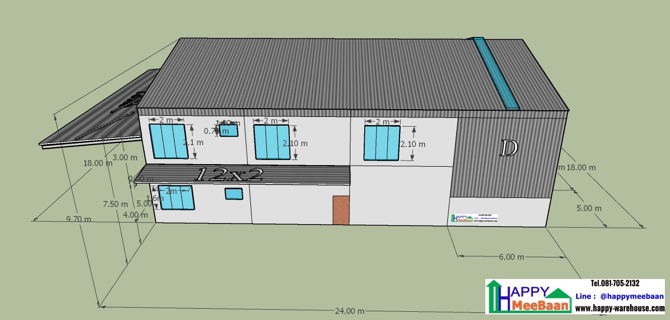 แจกแบบ 3D แจกแบบโกดัง แบบโรงงานพร้อมออฟฟิศและบ้านพักอาศัย