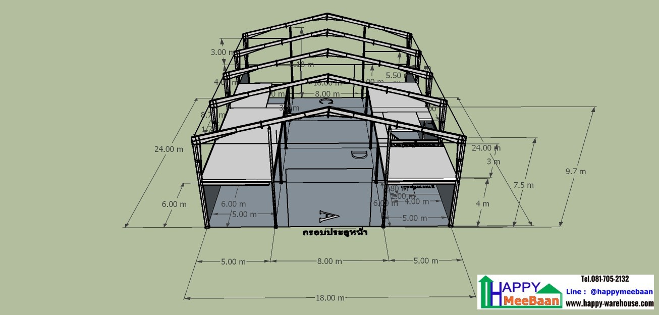 แจกแบบ 3D แจกแบบโกดัง แบบโรงงานพร้อมออฟฟิศและบ้านพักอาศัย