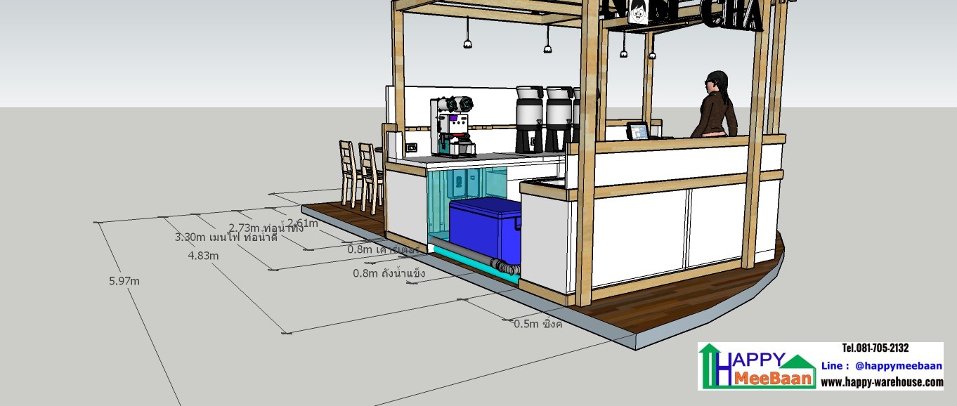 แจกแบบร้านชาไข่มุข ร้านกาแฟ แจกแบบ 3D