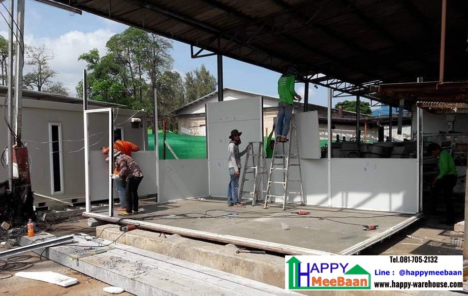 สร้างออฟฟิศสำเร็จรูป ห้องทำงาน ด้วยผนัง Isowall EPS Sandwich Panel 