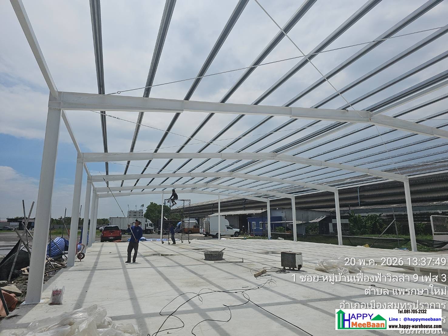 รับสร้างโรงงานขนาดใหญ่ โครงสร้างเหล็ก Happy Meebaan