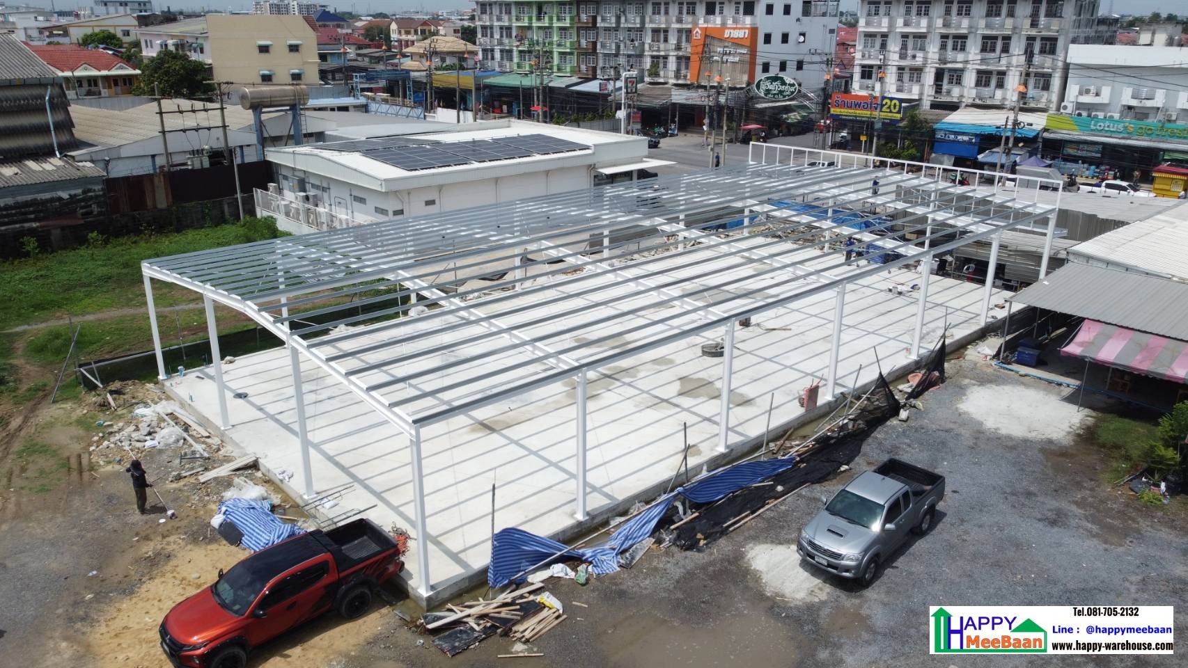 รับสร้างโรงงานขนาดใหญ่ โครงสร้างเหล็ก Happy Meebaan