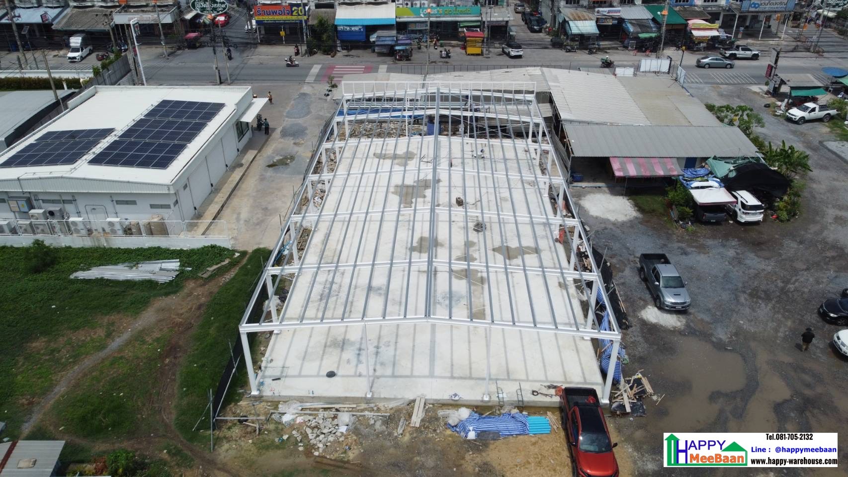 รับสร้างโรงงานขนาดใหญ่ โครงสร้างเหล็ก Happy Meebaan
