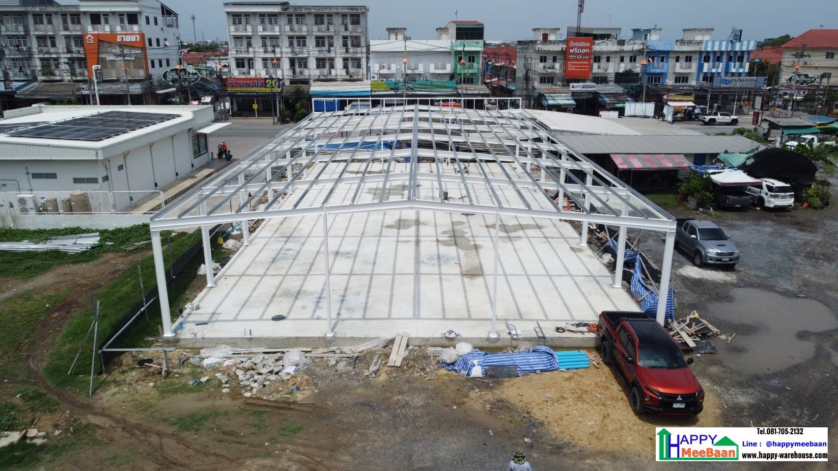 รับสร้างโรงงานขนาดใหญ่ โครงสร้างเหล็ก Happy Meebaan