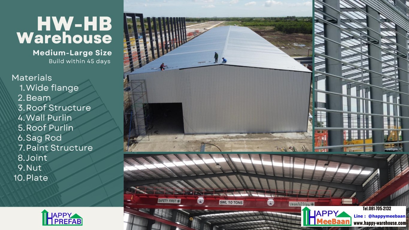 รับผลิตและจำหน่ายโครงสร้างเหล็กสำเร็จรูปโกดัง โรงงาน prefab