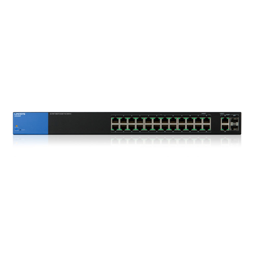 Linksys Business LGS326MP PoE+ Smart 24 Port Gigabit Network Switch + 2X Gigabit SFP/RJ45 Combo Ports (384W)