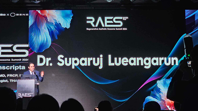 ผศ. นพ. ศุภะรุจ เลื่องอรุณ รู้สึกเป็นเกียรติอย่างมากที่ได้มีโอกาสร่วมบรรยายและได้รับรางวัลจากงานประชุมวิชาการด้าน Extracellular vesicle: RAES 2024 ครั้งที่ 10 (Regenerative Aesthetic Exosome Summit Korea 2024) ณ กรุงโซล ประเทศเกาหลีใต้ 2024 ที่กรุงโซล ประเทศเกาหลี ผศ. นพ. ศุภะรุจ เลื่องอรุณ รู้สึกเป็นเกียรติอย่างมากที่ได้มีโอกาสร่วมบรรยายและได้รับรางวัลจากงานประชุมวิชาการด้าน Extracellular vesicle: RAES 2024 ครั้งที่ 10 (Regenerative Aesthetic Exosome Summit Korea 2024) ณ กรุงโซล ประเทศเกาหลีใต้ 2024 ที่กรุงโซล ประเทศเกาหลี