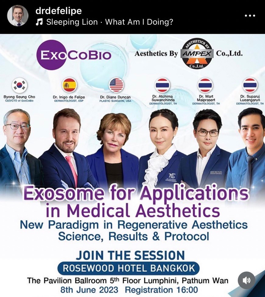 ผศ.นพ. ศุภะรุจ เลื่องอรุณ (หมอรุจ) ได้รับเชิญเป็นวิทยากร แชร์เทคนิคๆการดูแลหลุมสิว แผลเป็น ผมร่วงผมบางด้วยการใช้ Exosomes ในงานสัมมนา Exosome for Applications Medical Aesthetics ,New Paradigm in Regenerative Aesthetics : Science, Results & Protocol &q ผศ.นพ. ศุภะรุจ เลื่องอรุณ (หมอรุจ) ได้รับเชิญเป็นวิทยากร แชร์เทคนิคๆการดูแลหลุมสิว แผลเป็น ผมร่วงผมบางด้วยการใช้ Exosomes ในงานสัมมนา Exosome for Applications Medical Aesthetics ,New Paradigm in Regenerative Aesthetics : Science, Results & Protocol &q