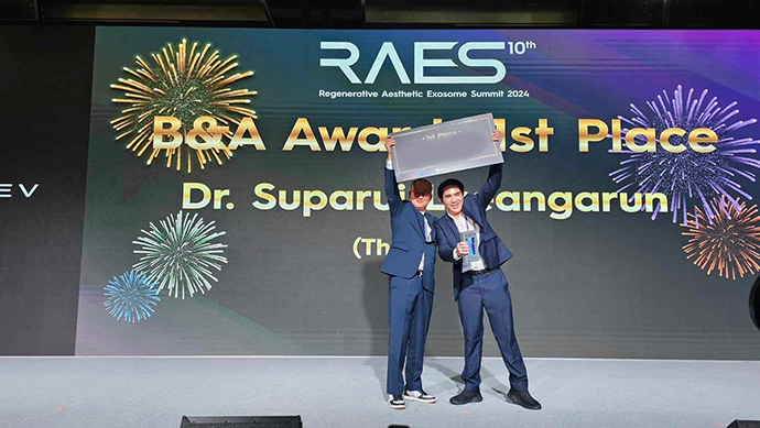 ผศ. นพ. ศุภะรุจ เลื่องอรุณ รู้สึกเป็นเกียรติอย่างมากที่ได้มีโอกาสร่วมบรรยายและได้รับรางวัลจากงานประชุมวิชาการด้าน Extracellular vesicle: RAES 2024 ครั้งที่ 10 (Regenerative Aesthetic Exosome Summit Korea 2024) ณ กรุงโซล ประเทศเกาหลีใต้ 2024 ที่กรุงโซล ประเทศเกาหลี ผศ. นพ. ศุภะรุจ เลื่องอรุณ รู้สึกเป็นเกียรติอย่างมากที่ได้มีโอกาสร่วมบรรยายและได้รับรางวัลจากงานประชุมวิชาการด้าน Extracellular vesicle: RAES 2024 ครั้งที่ 10 (Regenerative Aesthetic Exosome Summit Korea 2024) ณ กรุงโซล ประเทศเกาหลีใต้ 2024 ที่กรุงโซล ประเทศเกาหลี