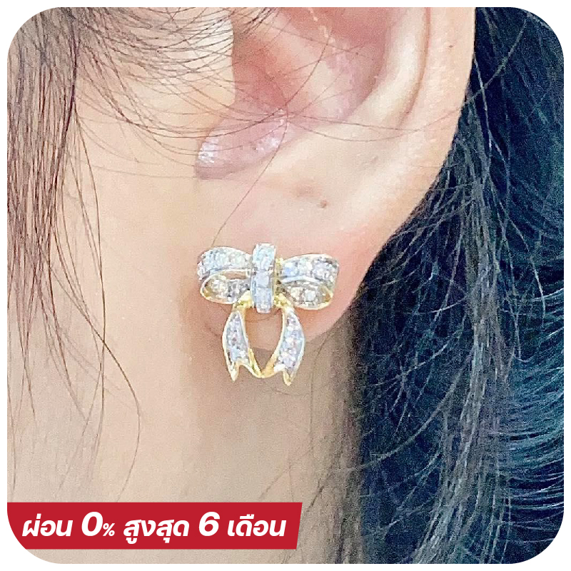 Super big bow  diamond earring