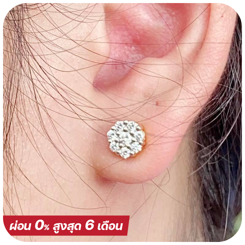 Simple flower diamond earring