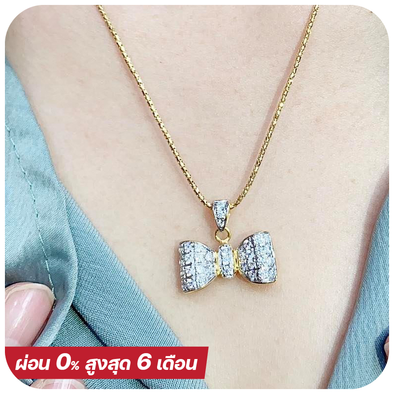 Big bow diamond necklace (FREE Italy Gold Necklace)