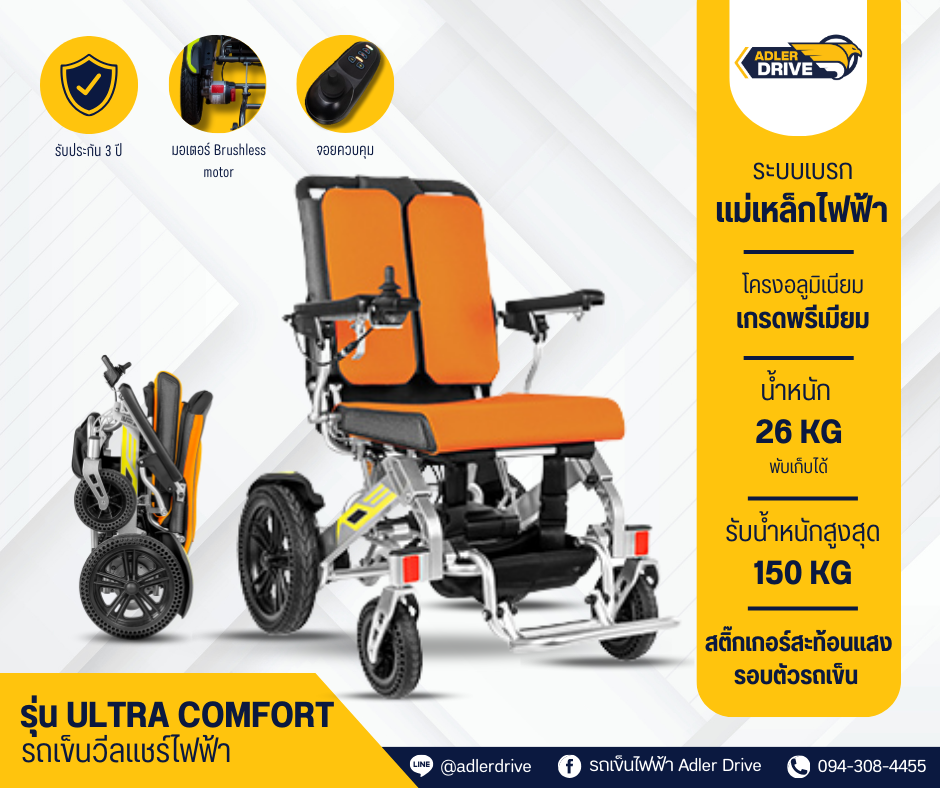 รถเข็นไฟฟ้า ดีไซน์สปอร์ต เคลื่อนที่ได้นุ่มนวล รุ่น ULTRA COMFORT (2)