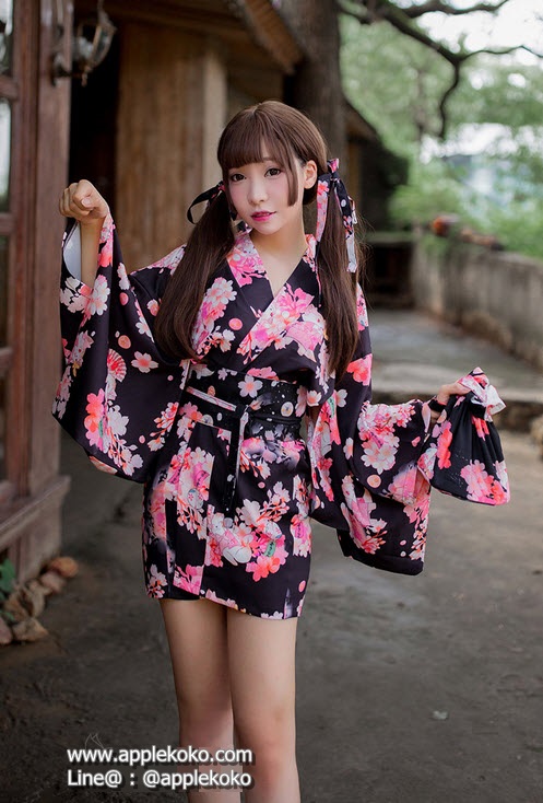 [[พร้อมส่ง]] ชุดแฟนซี cosplay ชุดคอสเพลย์ ชุดญี่ปุ่น กิโมโน ลายดอก kimono