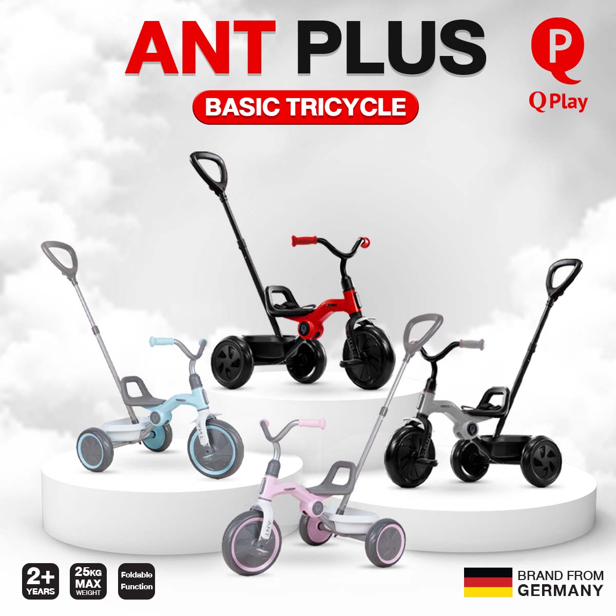พิเศษ 5,900.-// Qplay Ant Plus Basic Tricycle จักรยาน 3ล้อปกติ 7,900.- *ค่าส่ง 200 บาท ซึ่งรวมกับราคาด้านล่างแล้ว)
