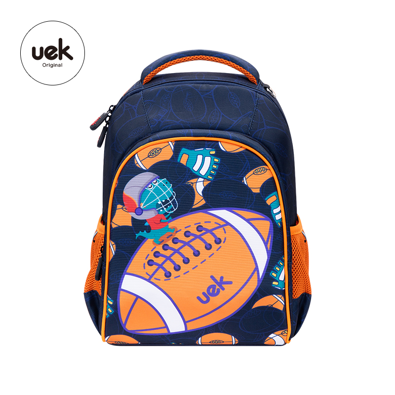 กระเป๋าเป้นักเรียน รุ่น Polyester "ฟุตบอล" สีน้ำเงิน/ส้ม (L)