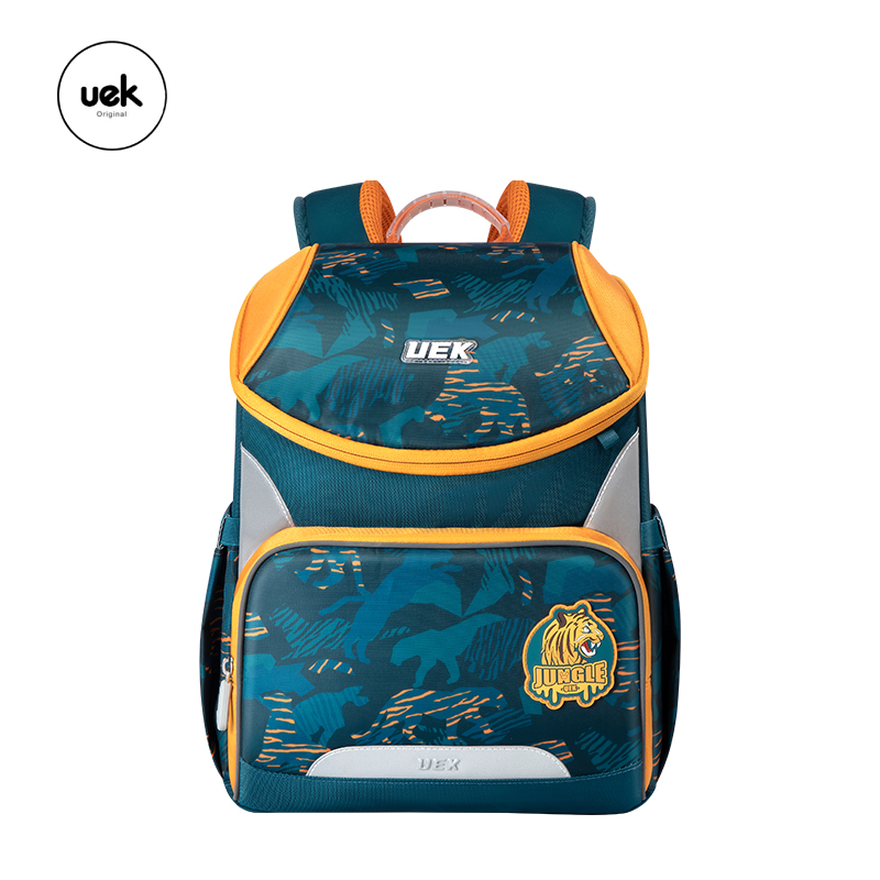 กระเป๋าเป้นักเรียน รุ่น Jungle V.2 "Tiger" สีเขียว/ส้ม (XL)