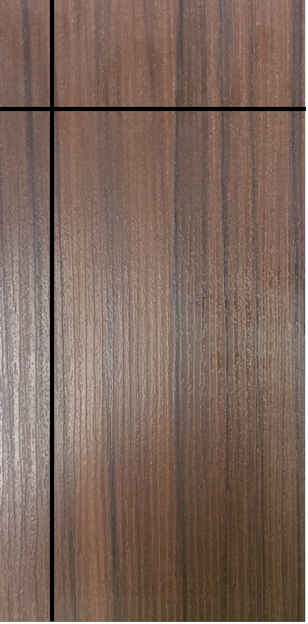 ประตู uPVC รุ่นภายใน EXTERA สี Brownie Oak บานเรียบ เซาะร่อง 1 เส้นตรง 1 เส้นนอน