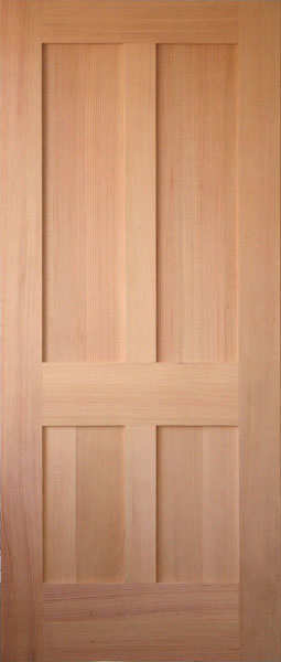 ประตูไม้เนื้อแข็งบานลูกฟัก 4 ช่องตรง (ไม่ทำสี) ขนาด 90x200 ซม.