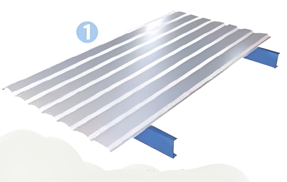 Fixing inner sheet profile substrate on the purlin with self-drilling screw. Fixing inner sheet profile substrate on the purlin with self-drilling screw.
