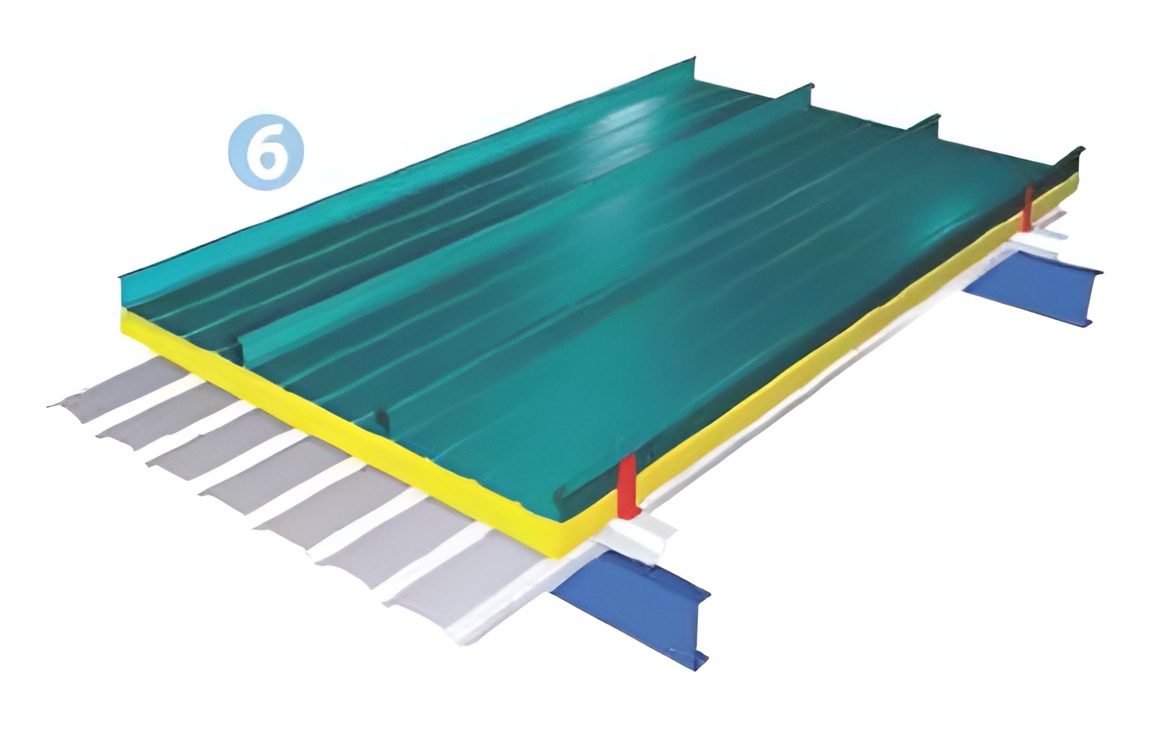 Clamping the seamer on the end of rib and seaming aling the length of roof. Clamping the seamer on the end of rib and seaming aling the length of roof.