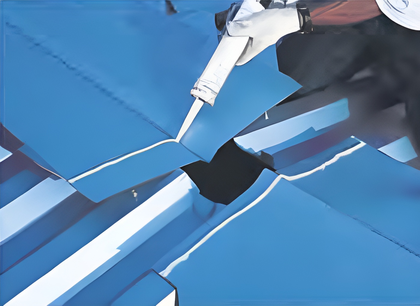 ขั้นตอนที่ 2 ซีลกาวยางตามแนวซ้อนทับทั่วทั้งแผ่นล่างและแผ่นบน และยึดสกรูบริเวณรอยซ้อนทับ ขั้นตอนที่ 2 ซีลกาวยางตามแนวซ้อนทับทั่วทั้งแผ่นล่างและแผ่นบน และยึดสกรูบริเวณรอยซ้อนทับ