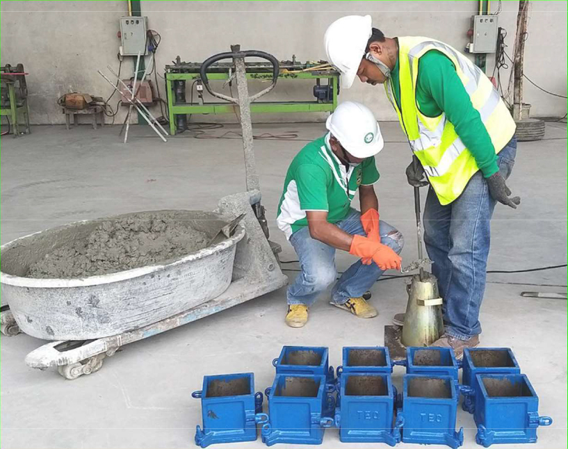 การทดสอบ Slump การเก็บลูกปูนเพื่อส่งทดสอบค่ากำลังอัด การทดสอบ Slump การเก็บลูกปูนเพื่อส่งทดสอบค่ากำลังอัด