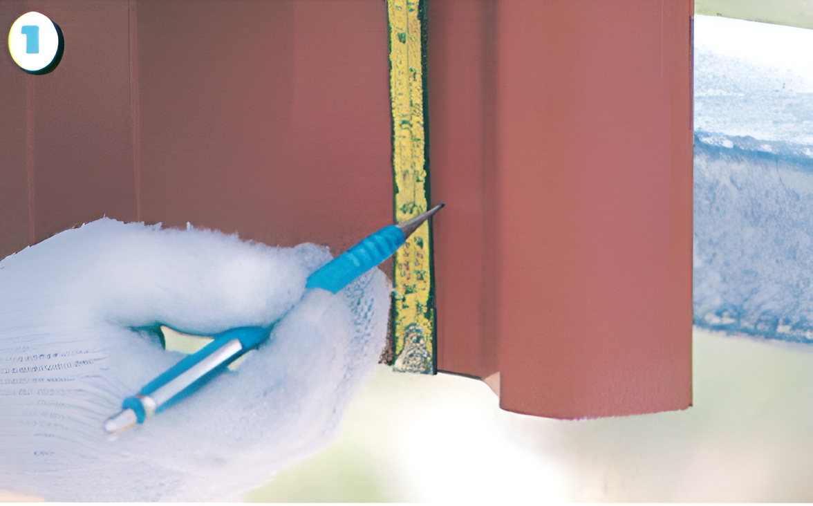 ขั้นตอนที่ 1 สำหรับวิธีการรติดตั้งผนัง จะเหมือนกับหลังคาและควรเช็คตำแหน่งการยึดสกรูด้วย ขั้นตอนที่ 1 สำหรับวิธีการรติดตั้งผนัง จะเหมือนกับหลังคาและควรเช็คตำแหน่งการยึดสกรูด้วย