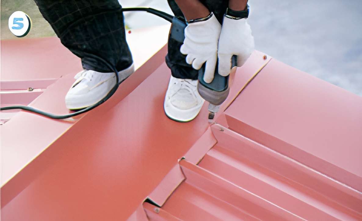 ขั้นตอนที่ 5 ทำการยึดสกรูบริเวณสันลอนเว้นสันลอน ขั้นตอนที่ 5 ทำการยึดสกรูบริเวณสันลอนเว้นสันลอน