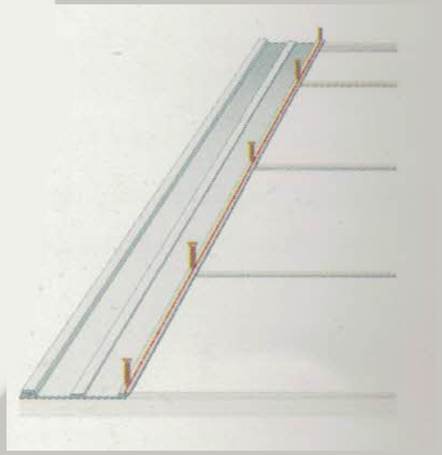 ยิงสกรูเพื่อยึดแผ่นหลังคา ควรยึดตรงขอบแผ่นหลังคา หลังคา หลังคาไวนิล ยิงสกรูเพื่อยึดแผ่นหลังคา ควรยึดตรงขอบแผ่นหลังคา หลังคา หลังคาไวนิล