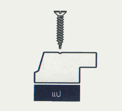 ยึดตัวเริ่มด้วยสกรูทุกระยะแป โดยใช้สกรูปลายสว่านหัวเตเปอร์ 1½ ระแนง ระแนงไวนิล ยึดตัวเริ่มด้วยสกรูทุกระยะแป โดยใช้สกรูปลายสว่านหัวเตเปอร์ 1½ ระแนง ระแนงไวนิล