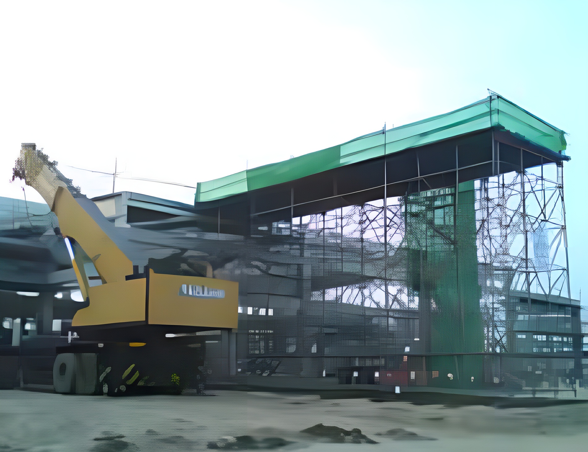 เครื่องจักรทำงานบนโครงสร้างเหนือตัวอาคาร เครื่องจักรทำงานบนโครงสร้างเหนือตัวอาคาร