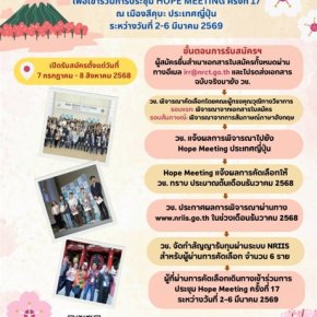 ประชาสัมพันธ์การประชุม HOPE Meeting ครั้งที่ 17 ในสาขาฟิสิกส์ เคมี สรีรวิทยา/แพทยศาสตร์ และสาขาอื่น ๆ ที่เกี่ยวข้อง ณ เมืองสึคุบะ ประเทศญี่ปุ่น