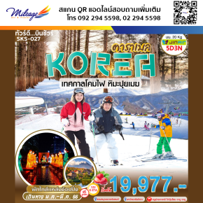 ทัวร์เกาหลี 5 วัน 3 คืน ราคาสุดพิเศษ 19,977 บาท บิน Jin Air
