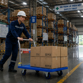 Hướng Dẫn Sử Dụng Xe Đẩy An Toàn Trong Nhà Máy Vào Mùa Mưa