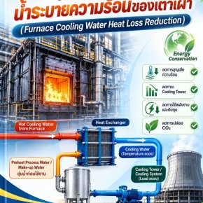 การประหยัดพลังงานโดยการลดการสูญเสียความร้อนจากน้ำระบายความร้อนของเตาเผา (Furnace Cooling Water Heat Loss Reduction)